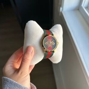 Gucci G-Timeless Le Marche Des Merveilles Green and Red Bee Quartz Watch 38mm